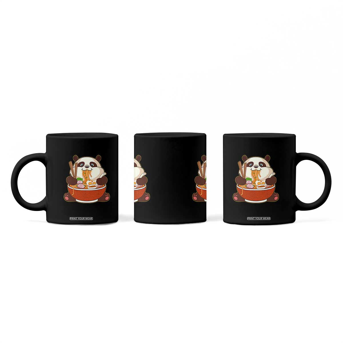 Kawaii Panda Eating Ramen Graphic Coffee Mug Otaku Japanese Noodle Cute Anime Lover TS02 Print Your Wear