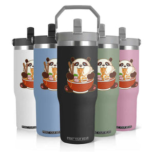 Kawaii Panda Eating Ramen Graphic Flip Straw Tumbler Otaku Japanese Noodle Cute Anime Lover TS02 Print Your Wear