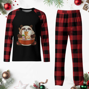 Kawaii Panda Eating Ramen Graphic Plaid Pajama Set Otaku Japanese Noodle Cute Anime Lover TS02 Buffalo Plaid Print Your Wear