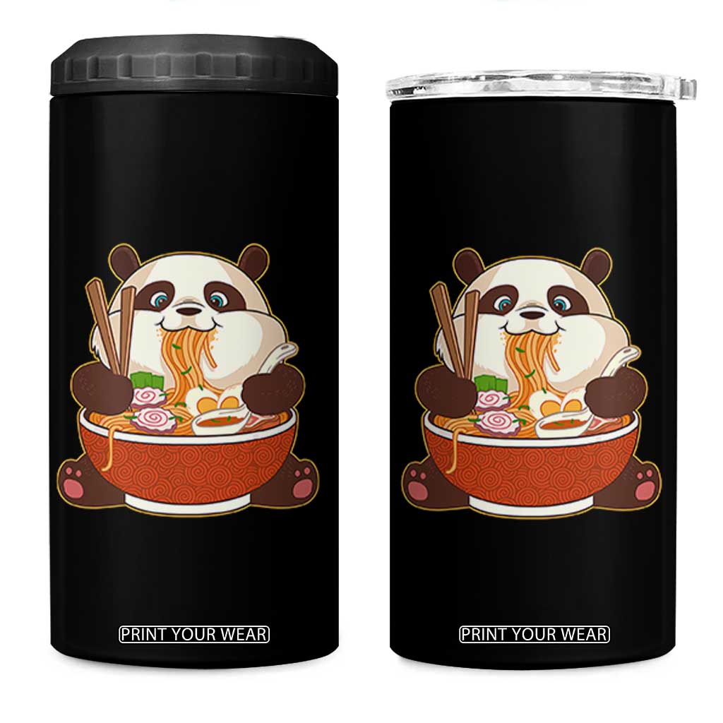 Kawaii Panda Eating Ramen Graphic 4 in 1 Can Cooler Tumbler Otaku Japanese Noodle Cute Anime Lover TS02 One Size: 16 oz Black Print Your Wear