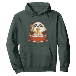 Kawaii Panda Eating Ramen Graphic Hoodie Otaku Japanese Noodle Cute Anime Lover TS02 Dark Forest Green Print Your Wear