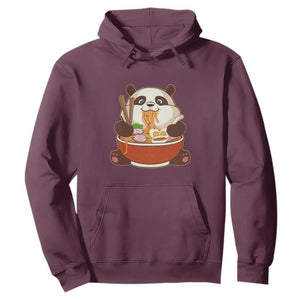 Kawaii Panda Eating Ramen Graphic Hoodie Otaku Japanese Noodle Cute Anime Lover TS02 Maroon Print Your Wear