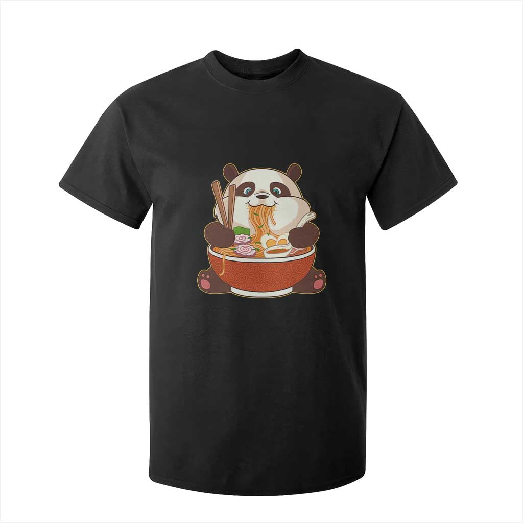 Kawaii Panda Eating Ramen Graphic T Shirt For Kid Otaku Japanese Noodle Cute Anime Lover TS02 Black Print Your Wear