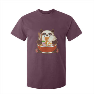 Kawaii Panda Eating Ramen Graphic T Shirt For Kid Otaku Japanese Noodle Cute Anime Lover TS02 Maroon Print Your Wear