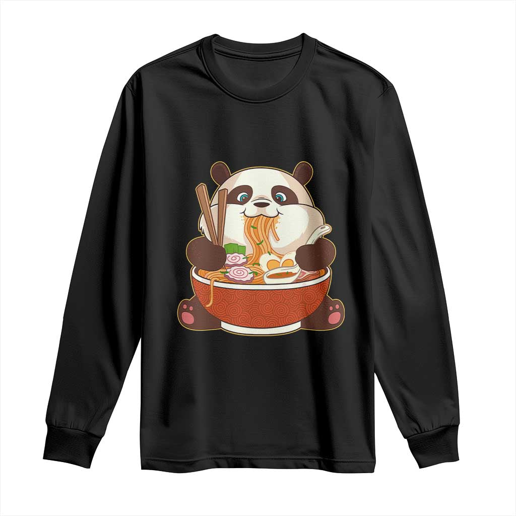 Kawaii Panda Eating Ramen Graphic Long Sleeve Shirt Otaku Japanese Noodle Cute Anime Lover TS02 Black Print Your Wear