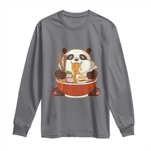 Kawaii Panda Eating Ramen Graphic Long Sleeve Shirt Otaku Japanese Noodle Cute Anime Lover TS02 Charcoal Print Your Wear