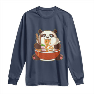 Kawaii Panda Eating Ramen Graphic Long Sleeve Shirt Otaku Japanese Noodle Cute Anime Lover TS02 Navy Print Your Wear