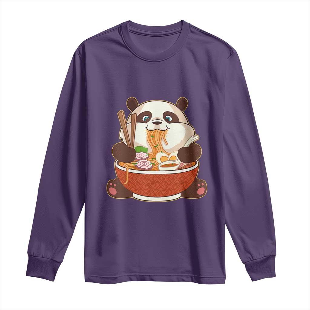 Kawaii Panda Eating Ramen Graphic Long Sleeve Shirt Otaku Japanese Noodle Cute Anime Lover TS02 Purple Print Your Wear