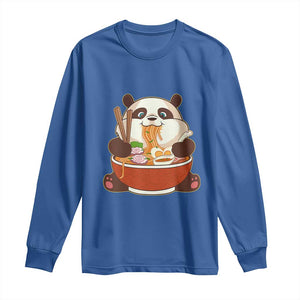 Kawaii Panda Eating Ramen Graphic Long Sleeve Shirt Otaku Japanese Noodle Cute Anime Lover TS02 Royal Blue Print Your Wear