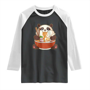 Kawaii Panda Eating Ramen Graphic Raglan Shirt Otaku Japanese Noodle Cute Anime Lover TS02 Black White Print Your Wear