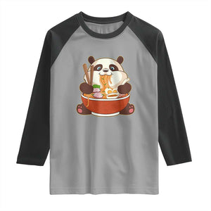 Kawaii Panda Eating Ramen Graphic Raglan Shirt Otaku Japanese Noodle Cute Anime Lover TS02 Sport Gray Black Print Your Wear