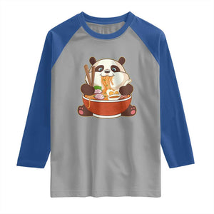 Kawaii Panda Eating Ramen Graphic Raglan Shirt Otaku Japanese Noodle Cute Anime Lover TS02 Sport Gray Royal Print Your Wear