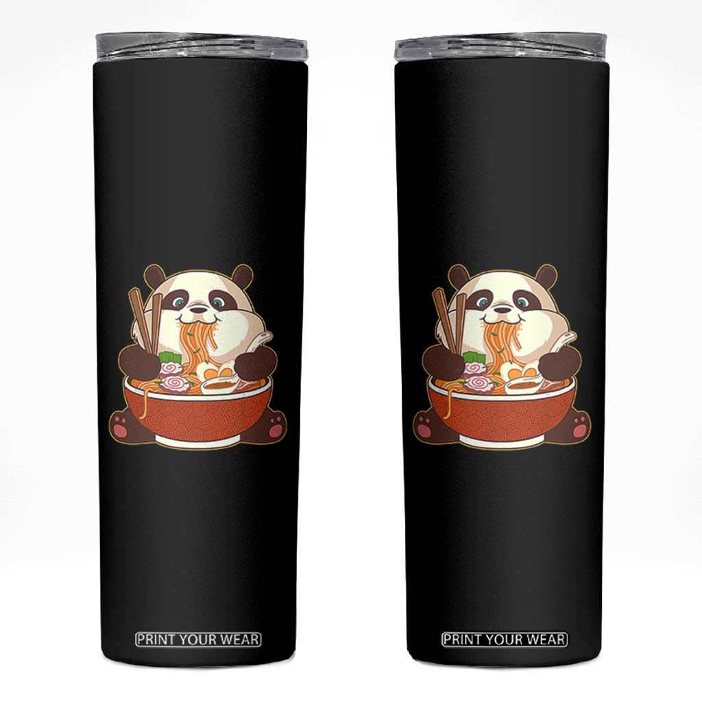 Kawaii Panda Eating Ramen Graphic Skinny Tumbler Otaku Japanese Noodle Cute Anime Lover TS02 Black Print Your Wear