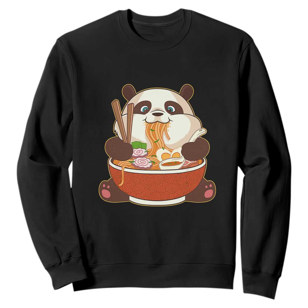 Kawaii Panda Eating Ramen Graphic Sweatshirt Otaku Japanese Noodle Cute Anime Lover TS02 Black Print Your Wear