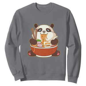 Kawaii Panda Eating Ramen Graphic Sweatshirt Otaku Japanese Noodle Cute Anime Lover TS02 Charcoal Print Your Wear