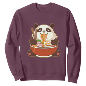 Kawaii Panda Eating Ramen Graphic Sweatshirt Otaku Japanese Noodle Cute Anime Lover TS02 Maroon Print Your Wear