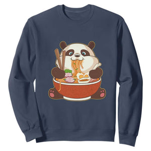 Kawaii Panda Eating Ramen Graphic Sweatshirt Otaku Japanese Noodle Cute Anime Lover TS02 Navy Print Your Wear