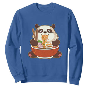 Kawaii Panda Eating Ramen Graphic Sweatshirt Otaku Japanese Noodle Cute Anime Lover TS02 Royal Blue Print Your Wear