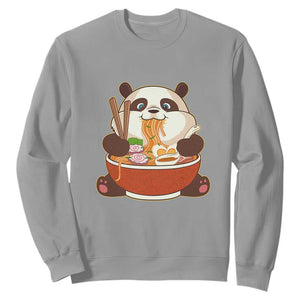 Kawaii Panda Eating Ramen Graphic Sweatshirt Otaku Japanese Noodle Cute Anime Lover TS02 Sport Gray Print Your Wear