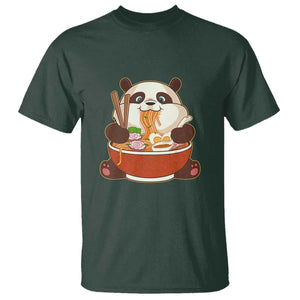 Kawaii Panda Eating Ramen Graphic T Shirt Otaku Japanese Noodle Cute Anime Lover TS02 Dark Forest Green Print Your Wear