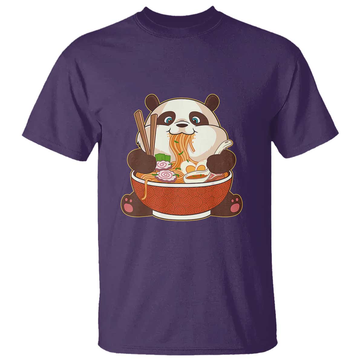 Kawaii Panda Eating Ramen Graphic T Shirt Otaku Japanese Noodle Cute Anime Lover TS02 Purple Print Your Wear