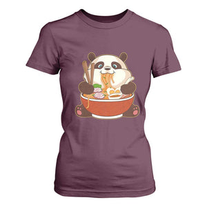 Kawaii Panda Eating Ramen Graphic T Shirt For Women Otaku Japanese Noodle Cute Anime Lover TS02 Maroon Print Your Wear