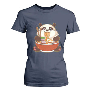 Kawaii Panda Eating Ramen Graphic T Shirt For Women Otaku Japanese Noodle Cute Anime Lover TS02 Navy Print Your Wear