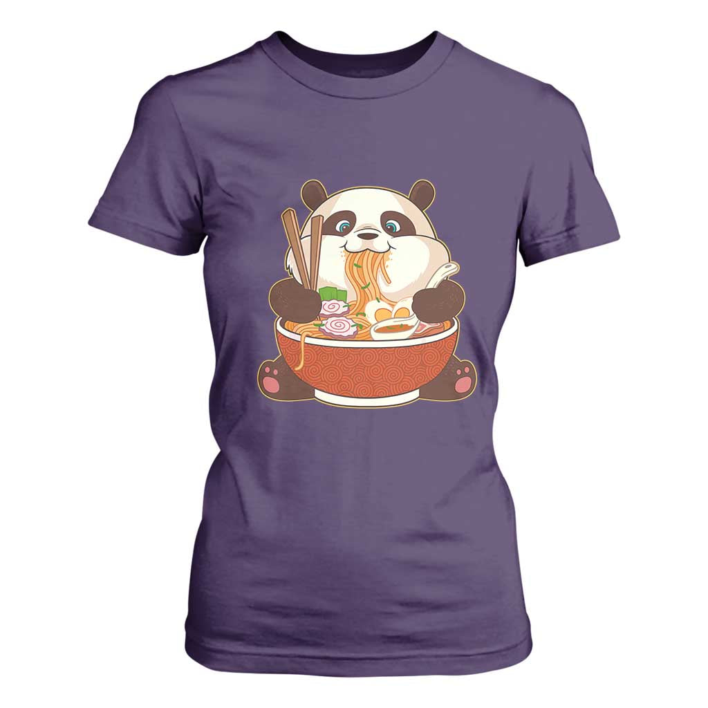 Kawaii Panda Eating Ramen Graphic T Shirt For Women Otaku Japanese Noodle Cute Anime Lover TS02 Purple Print Your Wear