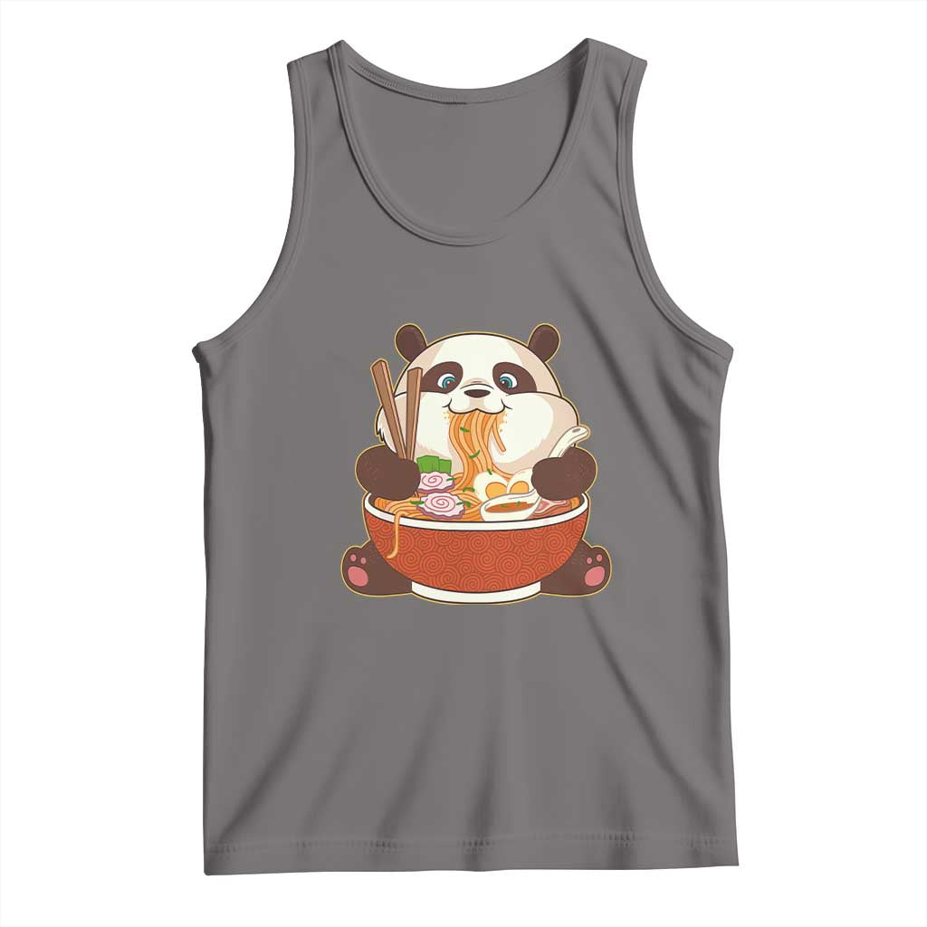 Kawaii Panda Eating Ramen Graphic Tank Top Otaku Japanese Noodle Cute Anime Lover TS02 Deep Heather Print Your Wear
