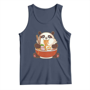 Kawaii Panda Eating Ramen Graphic Tank Top Otaku Japanese Noodle Cute Anime Lover TS02 Navy Print Your Wear