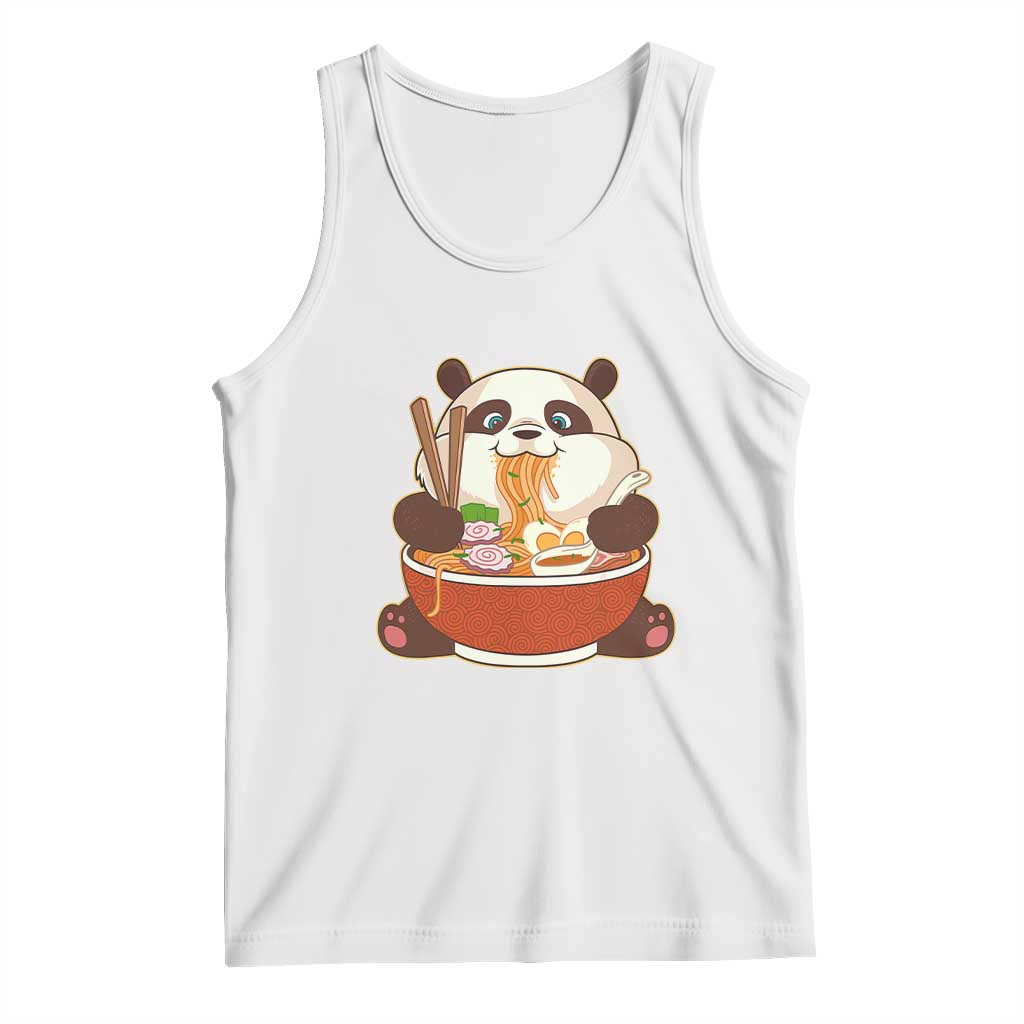 Kawaii Panda Eating Ramen Graphic Tank Top Otaku Japanese Noodle Cute Anime Lover TS02 White Print Your Wear