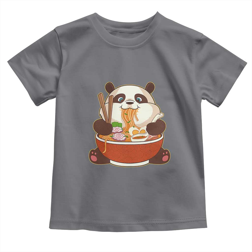 Kawaii Panda Eating Ramen Graphic Toddler T Shirt Otaku Japanese Noodle Cute Anime Lover TS02 Charcoal Print Your Wear