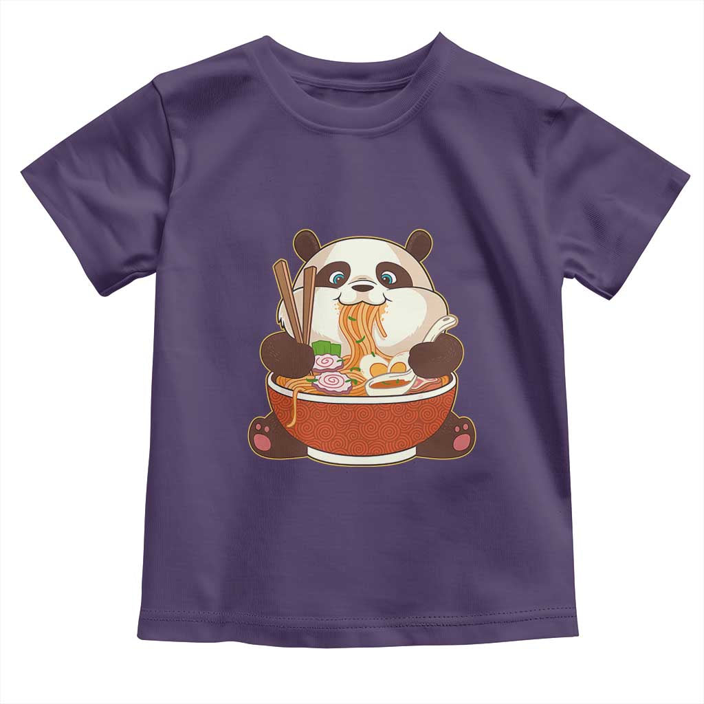 Kawaii Panda Eating Ramen Graphic Toddler T Shirt Otaku Japanese Noodle Cute Anime Lover TS02 Purple Print Your Wear
