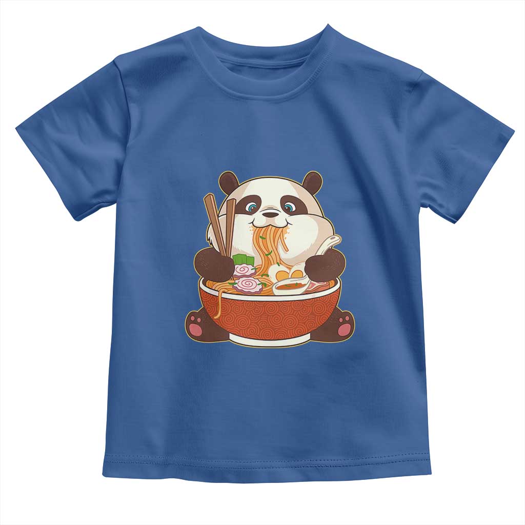 Kawaii Panda Eating Ramen Graphic Toddler T Shirt Otaku Japanese Noodle Cute Anime Lover TS02 Royal Blue Print Your Wear