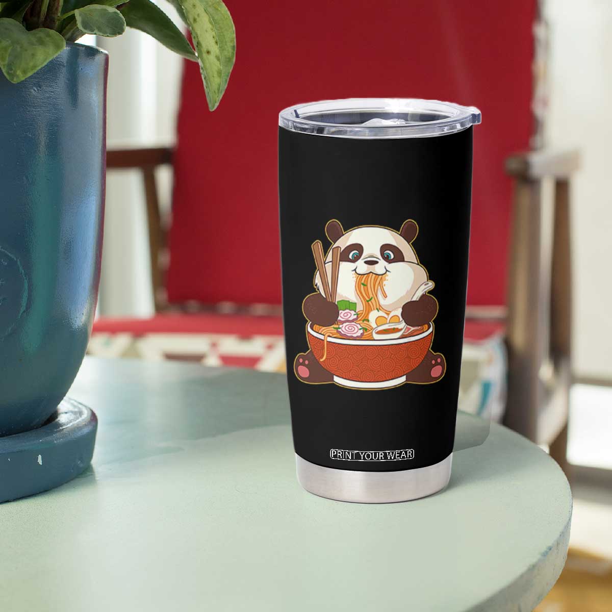 Kawaii Panda Eating Ramen Graphic Tumbler Cup Otaku Japanese Noodle Cute Anime Lover TS02 Print Your Wear