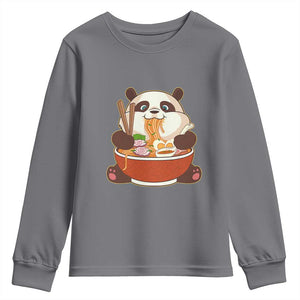 Kawaii Panda Eating Ramen Graphic Youth Sweatshirt Otaku Japanese Noodle Cute Anime Lover TS02 Charcoal Print Your Wear