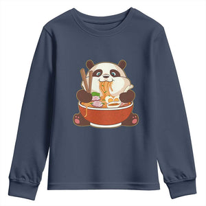 Kawaii Panda Eating Ramen Graphic Youth Sweatshirt Otaku Japanese Noodle Cute Anime Lover TS02 Navy Print Your Wear
