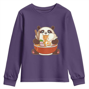 Kawaii Panda Eating Ramen Graphic Youth Sweatshirt Otaku Japanese Noodle Cute Anime Lover TS02 Purple Print Your Wear