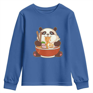 Kawaii Panda Eating Ramen Graphic Youth Sweatshirt Otaku Japanese Noodle Cute Anime Lover TS02 Royal Blue Print Your Wear