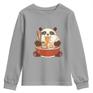 Kawaii Panda Eating Ramen Graphic Youth Sweatshirt Otaku Japanese Noodle Cute Anime Lover TS02 Sport Gray Print Your Wear