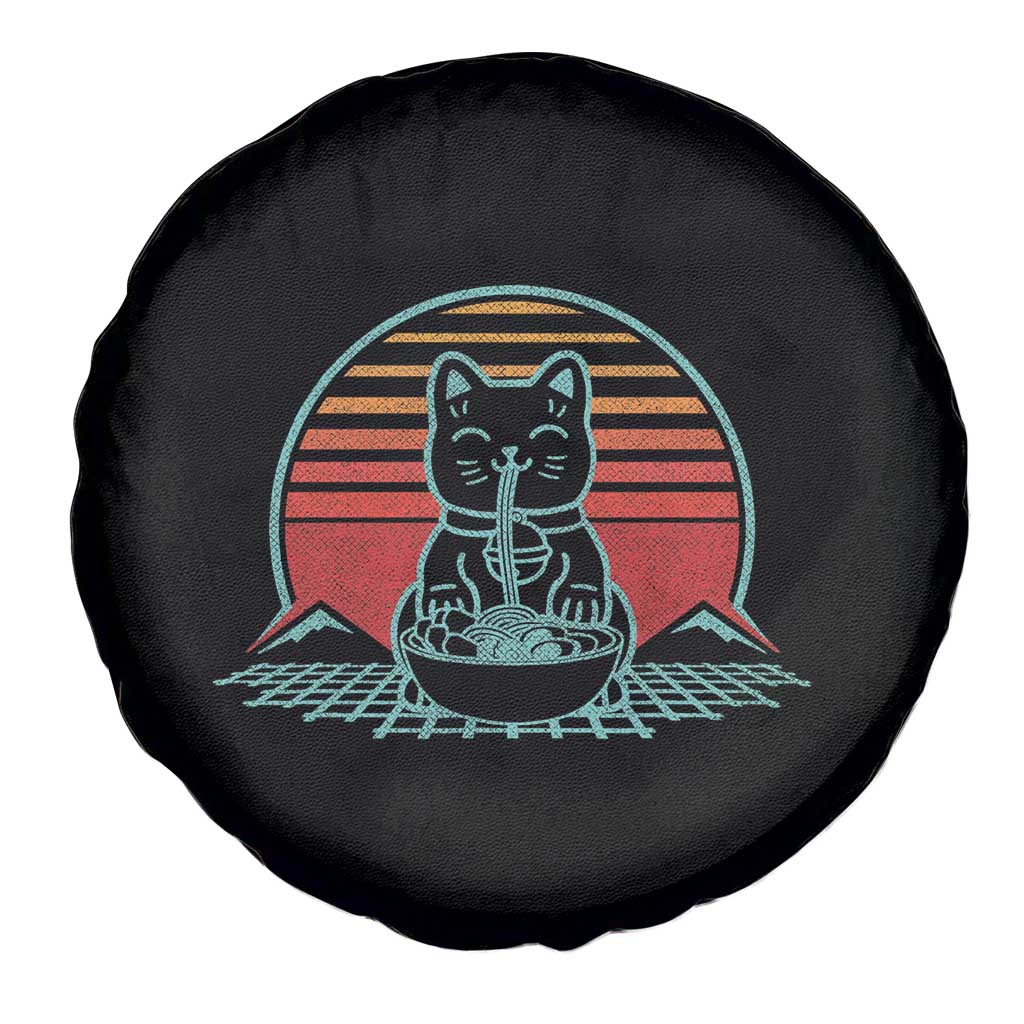 Retro Kawaii Cat Ramen Spare Tire Cover Anime Otaku Japanese Noodles Lover Aesthetic TS02 Print Your Wear