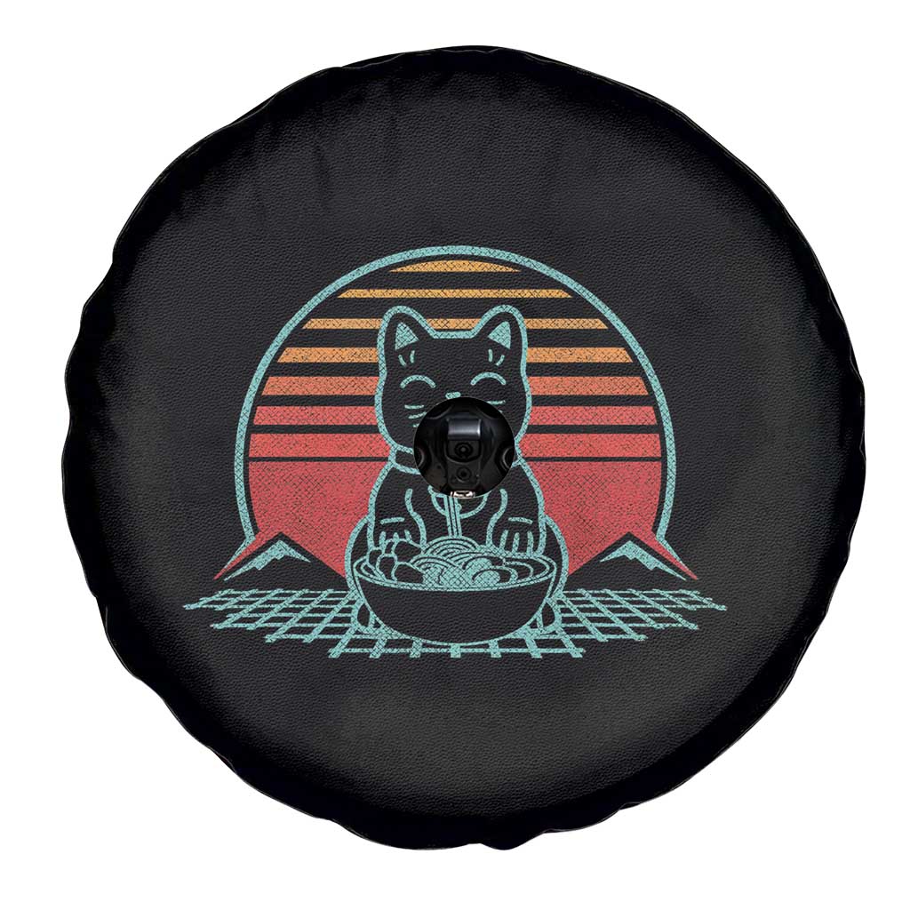 Retro Kawaii Cat Ramen Spare Tire Cover Anime Otaku Japanese Noodles Lover Aesthetic TS02 Print Your Wear