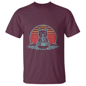 Retro Kawaii Cat Ramen T Shirt Anime Otaku Japanese Noodles Lover Aesthetic TS02 Maroon Print Your Wear