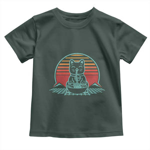 Retro Kawaii Cat Ramen Toddler T Shirt Anime Otaku Japanese Noodles Lover Aesthetic TS02 Dark Forest Green Print Your Wear