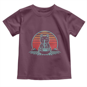 Retro Kawaii Cat Ramen Toddler T Shirt Anime Otaku Japanese Noodles Lover Aesthetic TS02 Maroon Print Your Wear