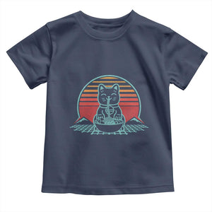 Retro Kawaii Cat Ramen Toddler T Shirt Anime Otaku Japanese Noodles Lover Aesthetic TS02 Navy Print Your Wear
