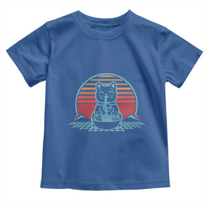 Retro Kawaii Cat Ramen Toddler T Shirt Anime Otaku Japanese Noodles Lover Aesthetic TS02 Royal Blue Print Your Wear