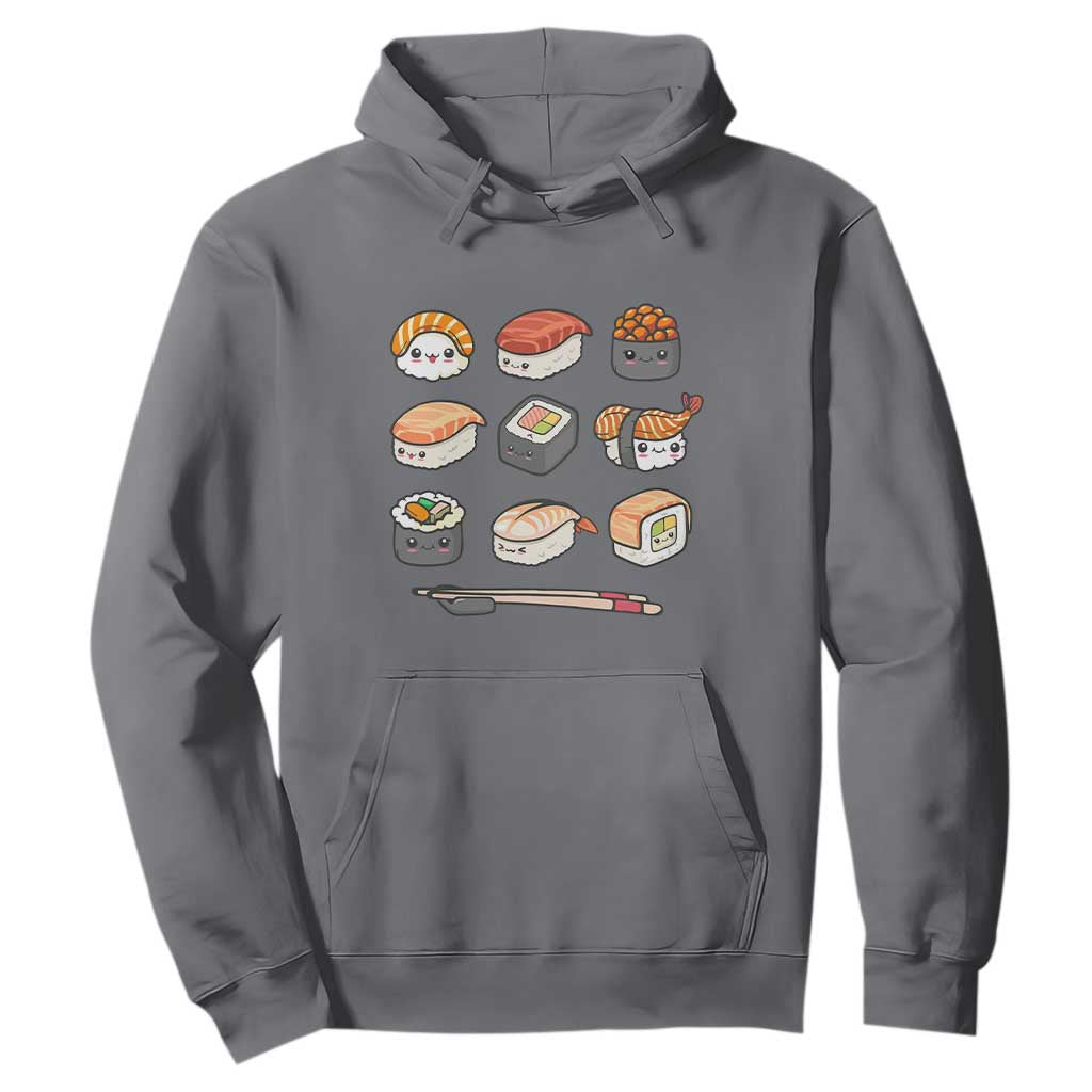 Kawaii Sushi Set Hoodie Japanese Food Lover Anime Otaku Manga TS02 Charcoal Print Your Wear
