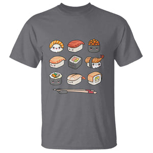 Kawaii Sushi Set T Shirt Japanese Food Lover Anime Otaku Manga TS02 Charcoal Print Your Wear