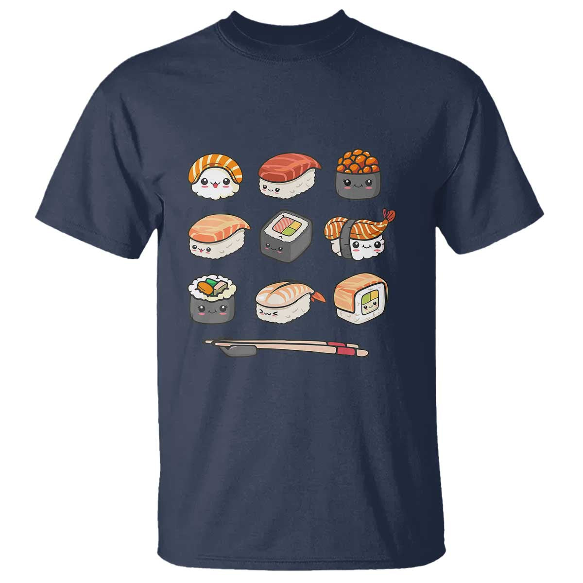 Kawaii Sushi Set T Shirt Japanese Food Lover Anime Otaku Manga TS02 Navy Print Your Wear